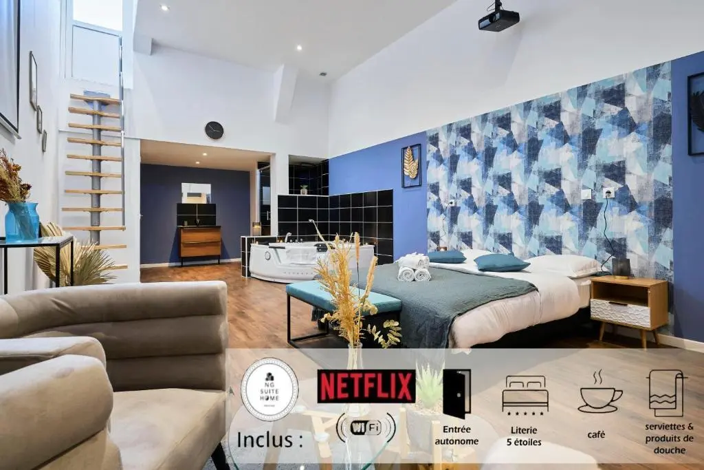 Image de l'annonce NG SuiteHome - Lille l Roubaix l Mairie - Gare l Nain - Grand Studio - Balnéo - Netflix - Wifi